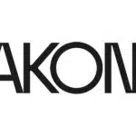 Logo of Akoni, showcasing modern typography, representing collaboration in premium event fabrication and production services by EventFab.