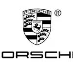 Porsche logo featuring a black and white shield design with a horse, representing luxury and performance in event branding and production.