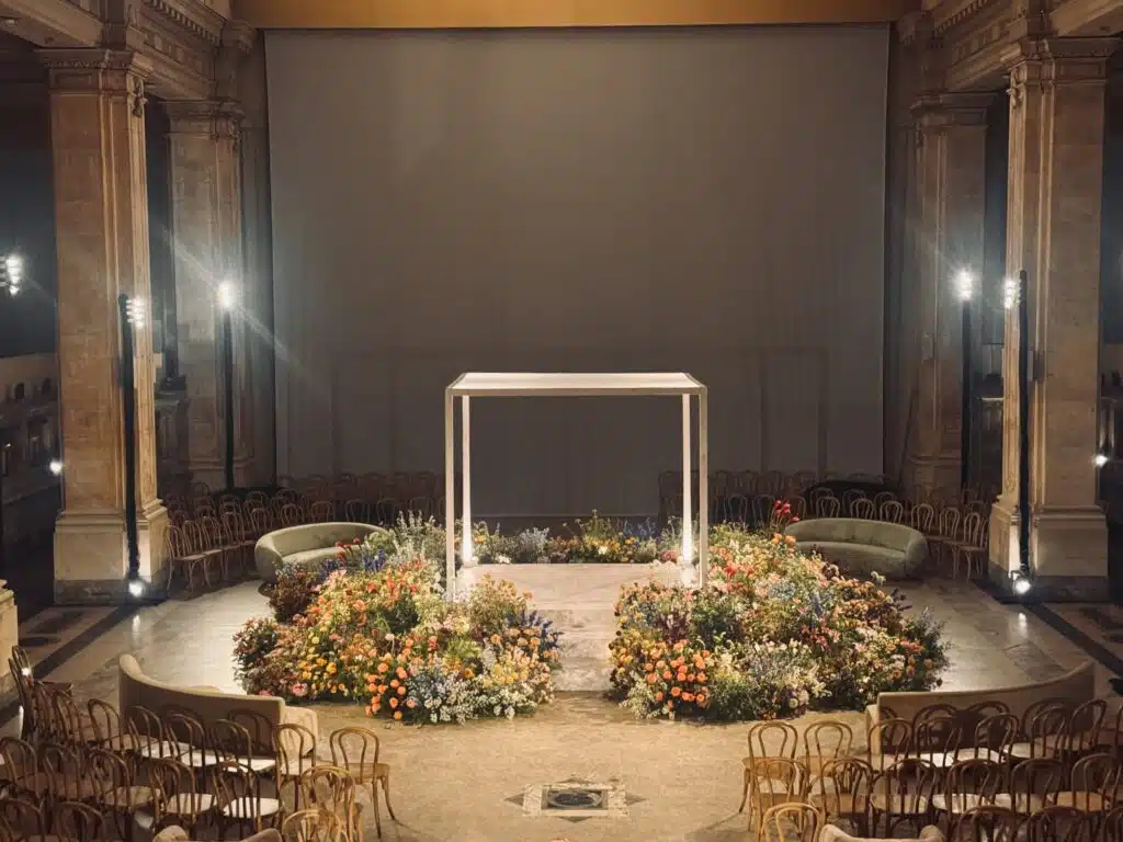 A/V equipment rental setup at corporate event by EventFab