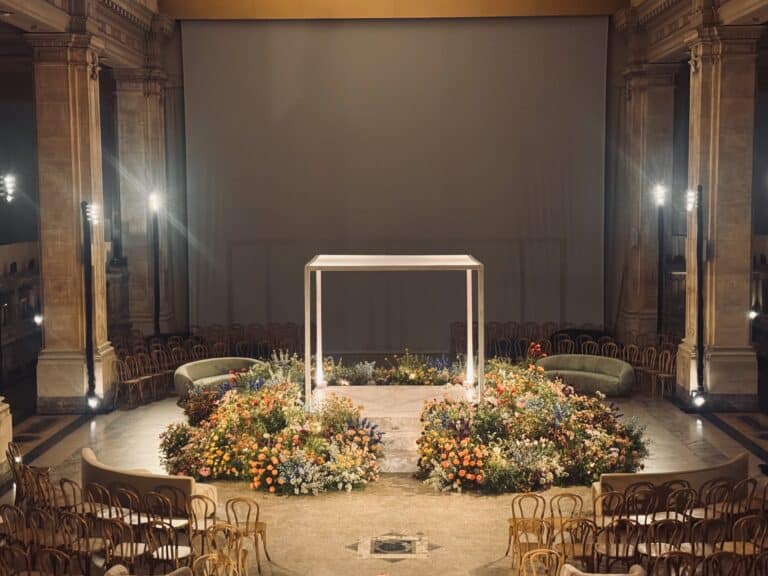 A/V equipment rental setup at corporate event by EventFab