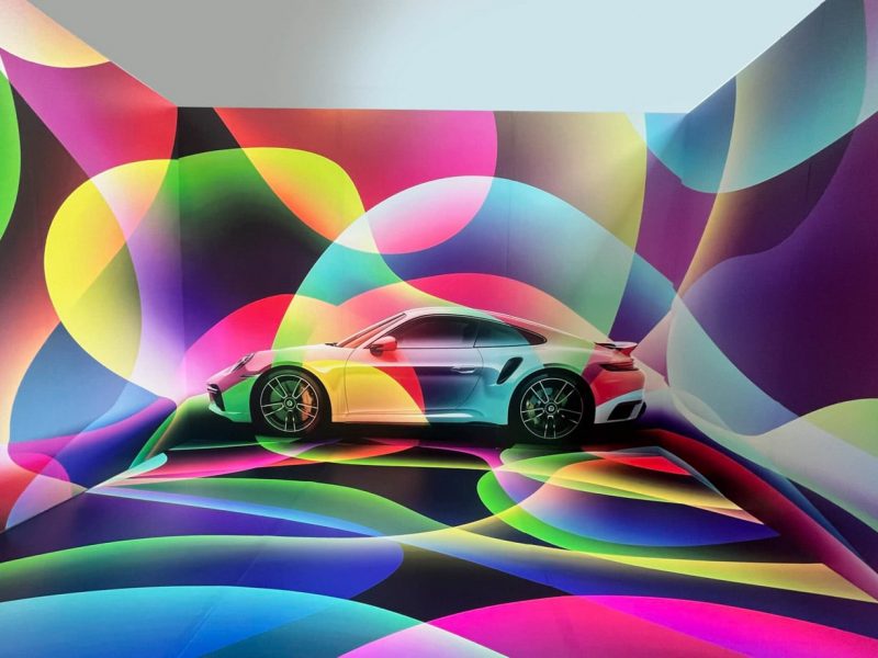 Projection Mapping on White Porsche