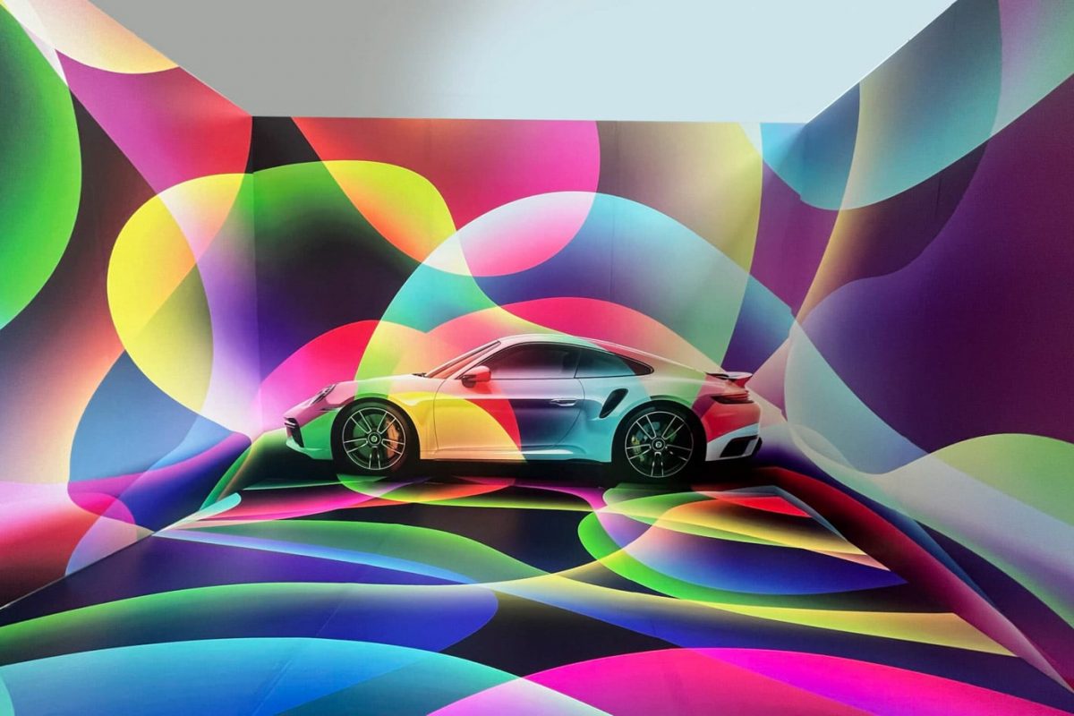 Projection Mapping on White Porsche