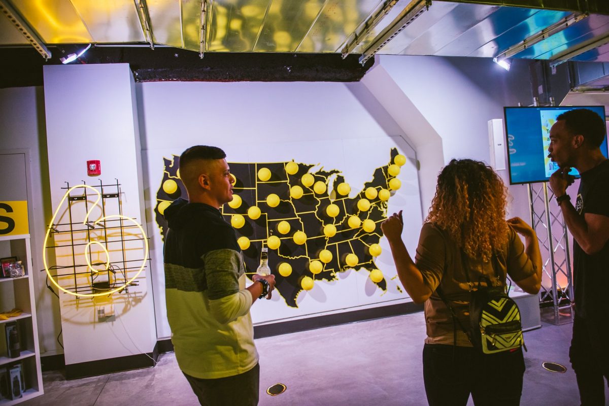 Custom Art Installation of Map with Balloons